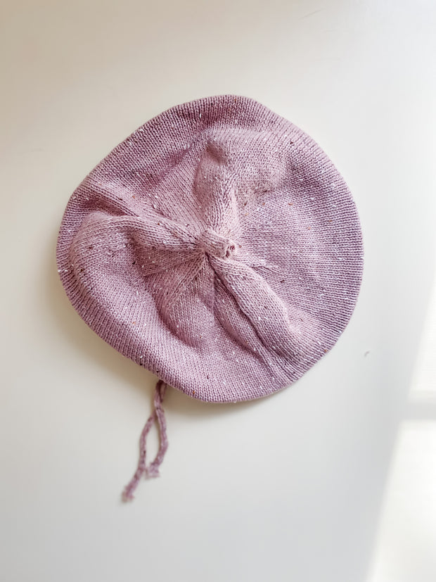 Beret Knit Hat with Drawstring