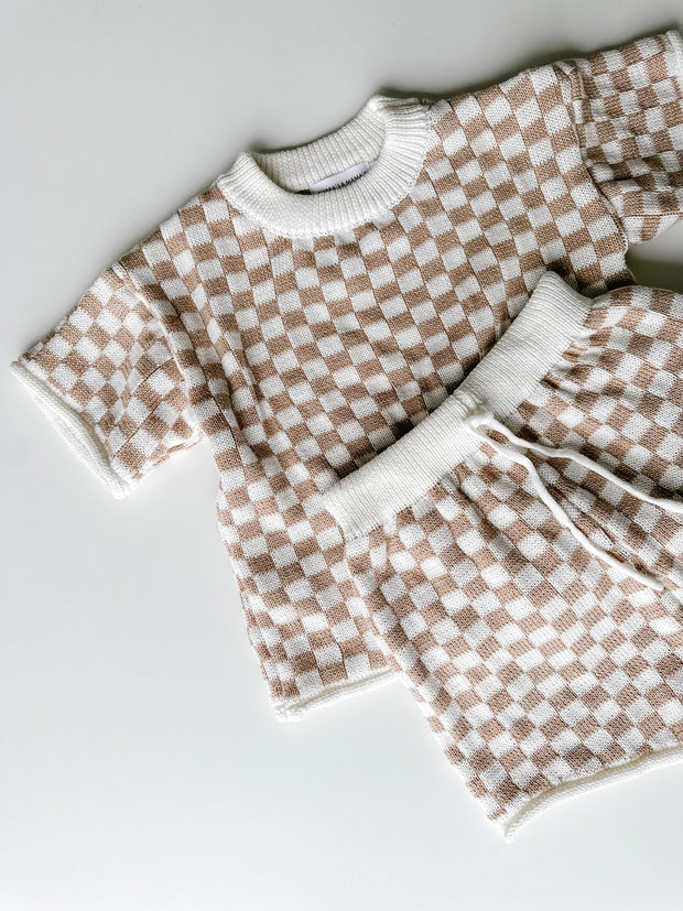 Checkered Knit Set