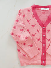 Soft Knit, Pink Heart Cardigan