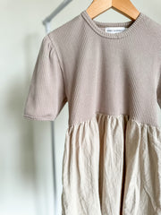 Linen Dress with Ribbed T-Shirt Top