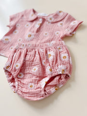 Daisy Linen 2PC Peter Pan Collar & Bloomer