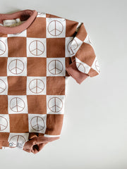 Organic Cotton Checkered Peace Romper