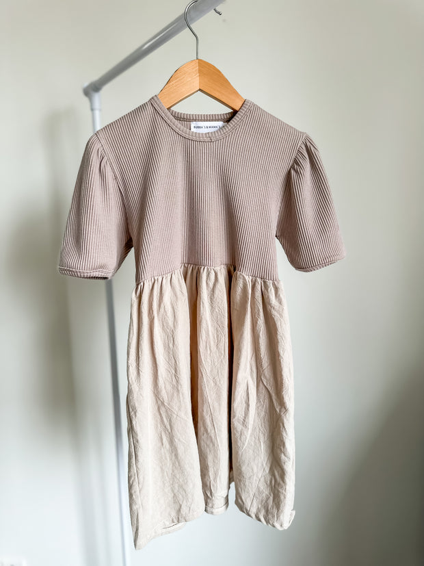 Linen Dress with Ribbed T-Shirt Top