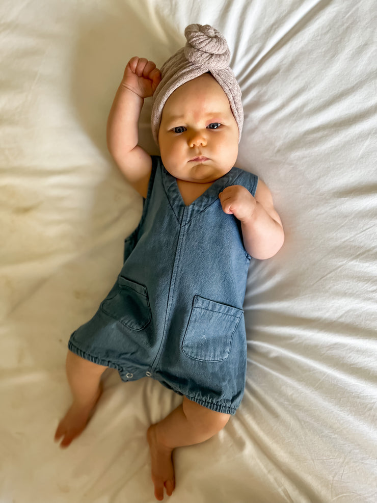 Jean Onesie with Pockets - Pink or Blue Romper