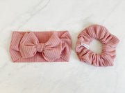 RIBBED COTTON BOW & SCRUNCHIE